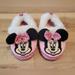 Disney Shoes | Disney Minnie Mouse Fuzzy Slippers Girl's Size 7-8 | Color: Black/Pink | Size: 7bb