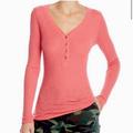 Anthropologie Tops | Anthropologie Sundry Ribbed Knot Henley Long Sleeve Top Xs | Color: Orange/Pink | Size: Xs