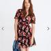 Madewell Dresses | Madewell Tulip-Sleeve Mini Dress In French Rose | Color: Black/Red | Size: 8