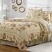 August Grove® Abigail Beige/Red/Taupe Reversible Traditional Quilt Set Cotton in White | Full/Queen Quilt + 2 Shams + 2 Throw Pillows | Wayfair