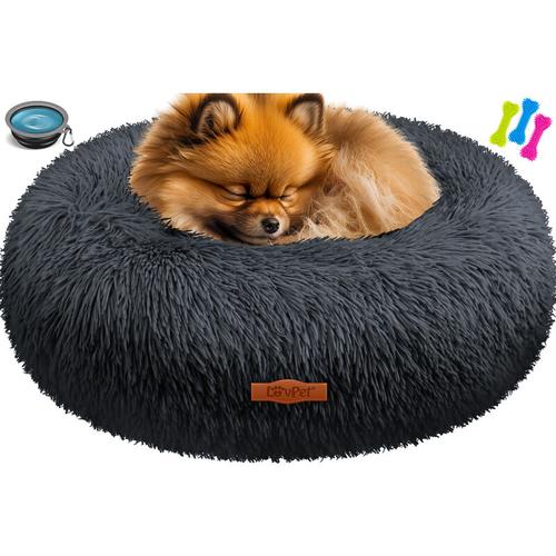 Hundebett Hundekissen Katzenbett Bagel Waschbar Inkl. Napf + 3x Kauknochen Hundesofa flauschig