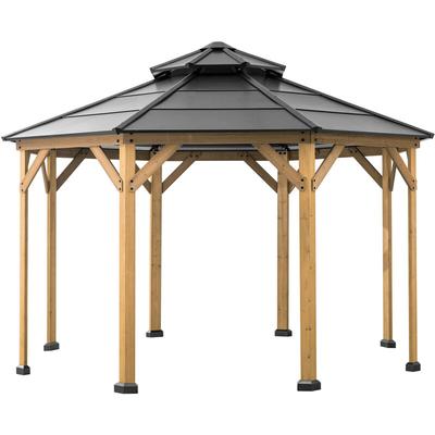 Sunjoy - Zedernholz Gazebo eggi in Anthrazit - 396cm x 396cm Image