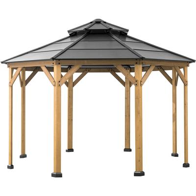 Zedernholz Gazebo eggi in Anthrazit - 395cm x 395cm