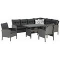 Dining Lounge Set Rom 5-teilig Kissen Garten Möbel Sitzgruppe Grau - Trendline