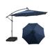Costway 10 Feet Cantilever Umbrella with 32 LED Lights and Solar Panel Batteries-Navy