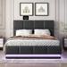 Queen Size PU Storage Bed with LED Lights and USB charger