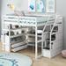 Multifunctionl Design Loft Bed Built-in Two Drawers and Storage Staircase,Full Size