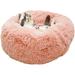Original Cat and Dog Bed Luxury Coarse Faux Fur Donut Hugs Round Donut Dog Bed Indoor Pillow Suitable for Small and Medium-sized Dogs Pink L-60*60cm F89103