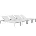 Modern Contemporary Urban Design Outdoor Patio Balcony Chaise Lounge Chair White Metal Aluminum