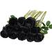 Zukuco 12 Pcs Artificial Roses Flowers Silk Flower Bouquet Fake Single Stem with Long Stem for Home Wedding Party Garden Decoration (Black)