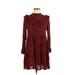 Zara Casual Dress - Mini Mock 3/4 sleeves: Red Animal Print Dresses - Women's Size X-Small - Animal Print Wash