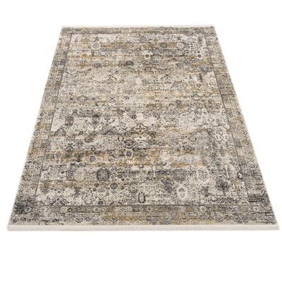 Teppich OCI DIE TEPPICHMARKE "Tradi", grau (goldfarben, grau), B:240cm H:8mm L:340cm, Kunstfaser, Viskose, Teppiche, Fransenteppich, Glanz Viskose, mit Fransen, Wohnzimmer Image