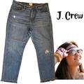 J. Crew Jeans | J Crew High Rise Distressed Denim Straight Leg Raw Hem Jeans Women's 32 | Color: Blue | Size: 32