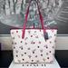 Coach Bags | Coach Floral White Chalk Tote Shoulder Bag Purse Floral Print Red Trim | Color: Red/White | Size: Os