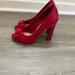 Jessica Simpson Shoes | Jessica Simpson Red Open Toe Patent Leather Pump | Color: Red | Size: 9.5