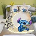 Doiicoon Lilo and Stitch Bed Linen, Stitch Bed Linen 135 x 200 cm for Teenagers, Lilo & Stitch Bed Linen Set 3D Print Duvet Cover (2.220 x 240 cm)