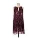 Lavender Brown Casual Dress - Shift Keyhole Sleeveless: Burgundy Dresses - Women's Size Medium