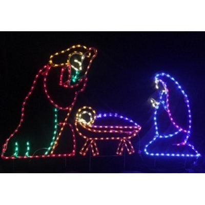 Lori's Lighted D'Lites Large Color Nativity Jesus, Mary & Joseph Set Christmas Holiday Lighted Display in Blue/Green/Indigo | Wayfair 603-3NLC