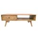 Scandi Style Mango Wood Coffee Table, Low Rectangular Indoor Living Room Table 1 Drawer & 1 Shelf, Small Center Table - Grizzled Finish