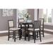 5pc Counter Height Dining Set Table w/Built-in Shelves and 4x Counter Height Chairs Wooden Dining Room Furniture, Antique White
