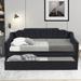 Twin Size Upholstered Daybed with Trundle, Curved Back Design, Black