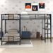 L-Shaped Twin Over Twin Bunk Bed with Twin Loft Bed with Desk & Shelf, Brown