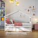 Full Imaginative House Daybed with Headboard for Kids Girls Boys, Wooden Storage Platform Bedframe with Trundle & Sky Roof,White