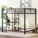 Modern and Industrial Full Size Metal Loft Bed with Built-in Desk & Storage Shelves, Space-Saving & Multifunctional Design,Black
