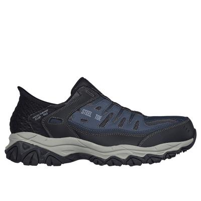 Skechers Men's Slip-ins Work: Cankton - Faison Sneaker | Size 9.5 | Navy/Gray | Leather/Textile/Synthetic