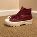 Converse Shoes | Converse Red Leather High Top Shoes, Size: 7.5 | Color: Red | Size: 7.5