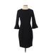 Donna Morgan Casual Dress - Sheath Crew Neck 3/4 sleeves: Black Print Dresses - Women's Size 2