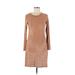 Old Navy Casual Dress - Sheath Crew Neck 3/4 sleeves: Tan Print Dresses - Women's Size Medium