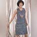 Anthropologie Dresses | Anthropologie Holding Horses Fringe Blue Knit Sleeveless Dress Size Medium | Color: Blue/White | Size: M