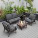 LeisureMod Walbrooke Modern Brown Patio Conversation With Square Fire Pit & Tank Holder - Leisuremod WBR-27-20-57-31-CH