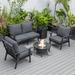 LeisureMod Walbrooke Modern Black Patio Conversation With Round Fire Pit & Tank Holder - Leisuremod WBL-29-24-57-31-CH