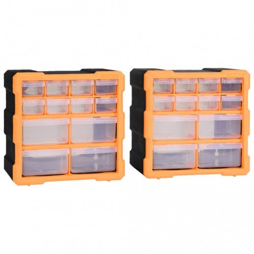 Multi-Schubladen-Organizer 2 Stk. 12 Schubladen | vidaXL : Farbe - Orange und Schwarz Image