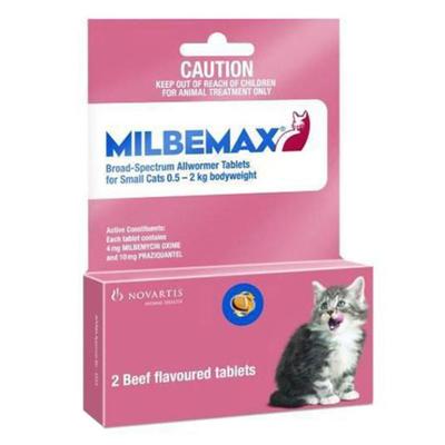 Milbemax For Cats Upto 4lbs (2kg) 2 Tablet