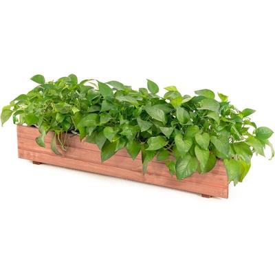 Blumenkasten Holz, Pflanzkasten Blumenbeet mit 2 Entwässerungslöchern, Gartrnbeet Blumenkübel für Image