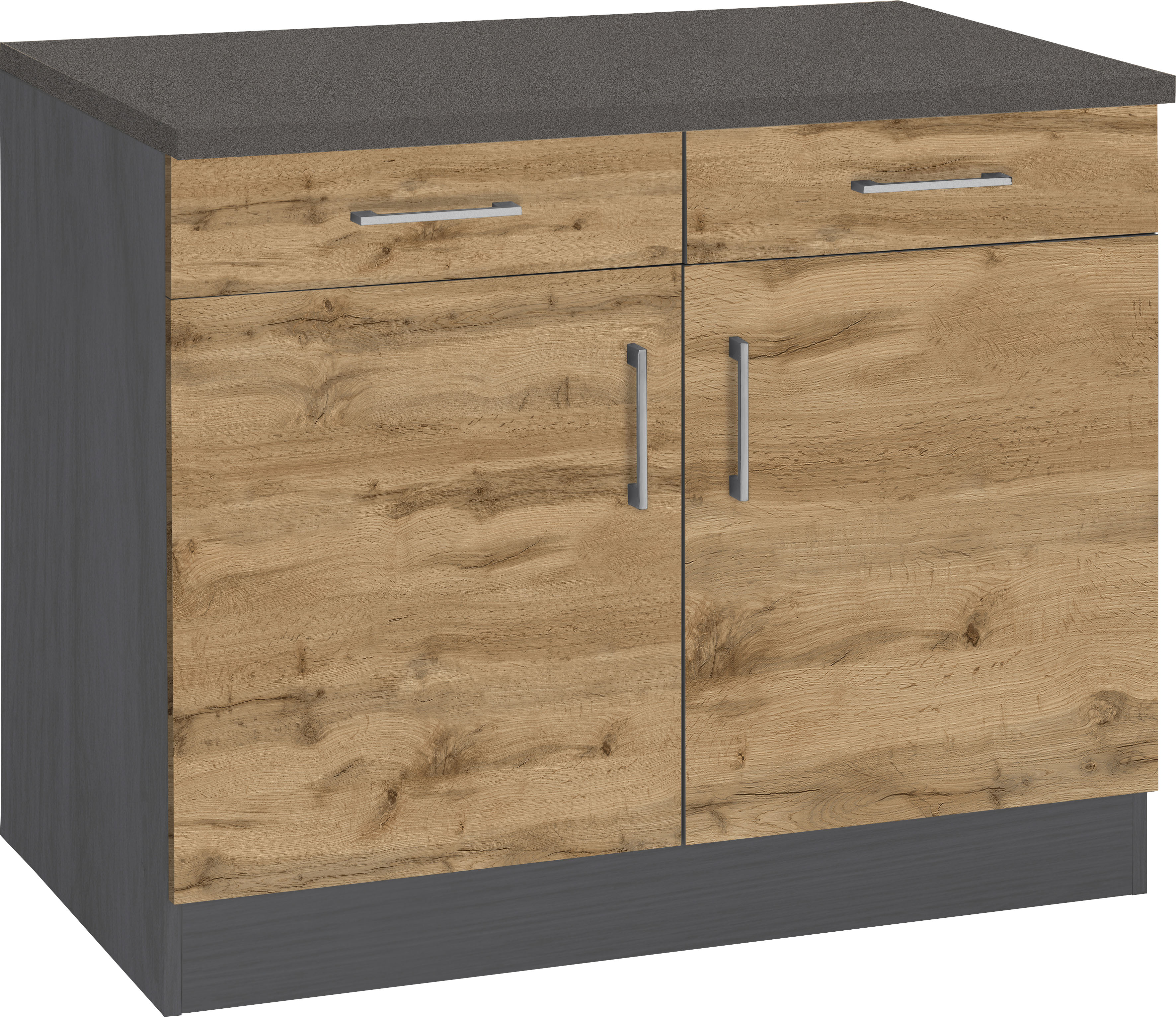 Unterschrank KOCHSTATION "KS-Mali", grau (wotaneiche, graphit), B:100cm H:85cm T:60cm, Schränke, Breite 100 cm Image