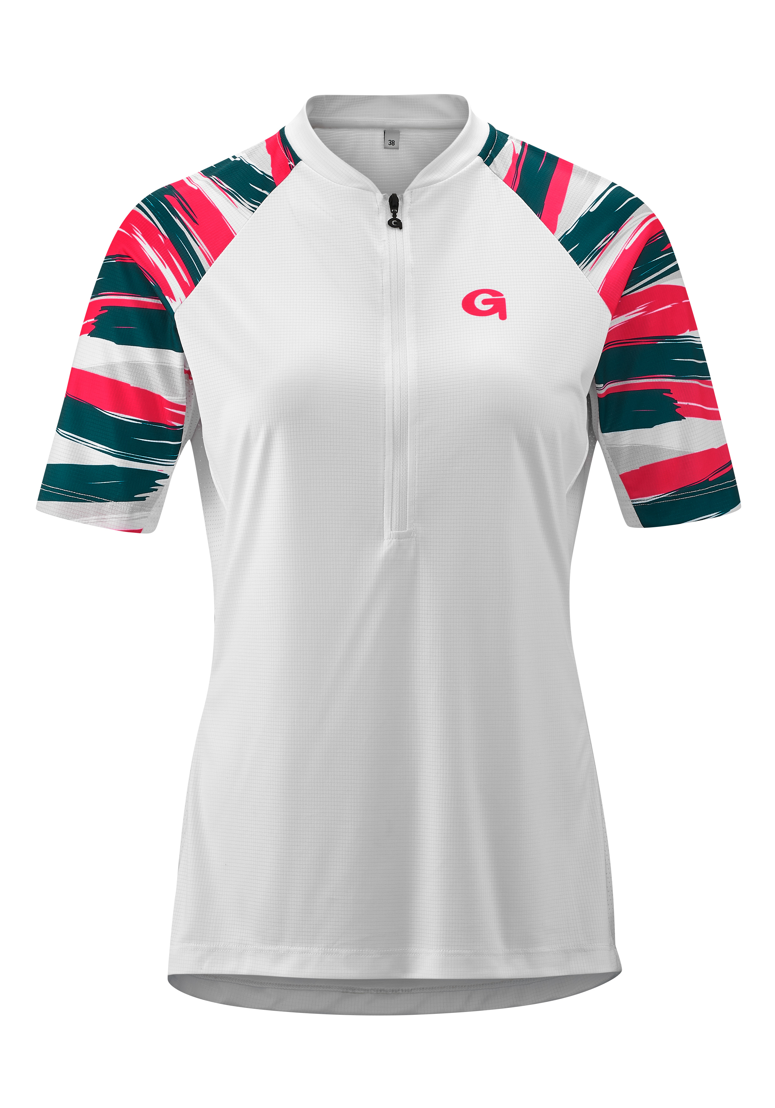 Radtrikot GONSO "BEDOLLO", Damen, Gr. 38, weiß, 100% Polyester (Recycelt), Rundhals, Trikots, Leicht, schnell trocknend, optimaler Feuchtigkeitstransport Image