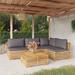 vidaXL 3 Piece Patio Lounge Set with Cushions Solid Wood Teak - 27.4" x 27.4" x 23.6"