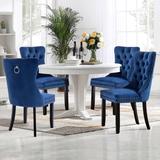 Velvet Dining Chairs Set of 2, Upholstered High-end Tufted Dining Room Chair with Nailhead Back Ring Pull Trim Solid Wood Legs