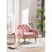 31.1" Velvet Upholstered Accent Chair, Leisure Single Sofa with Button Tufted Back, Comefortable Seat and Rose Gold Metal Legs