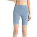 SMihono Women s Solid Color High Waist And Hip Lifting Exercise Fitness Tight Yoga Capris Summer Capris Running Leggings Compression Tights Tummy Control Leggings Scrunch Light Blue