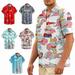 Adult Kids Elephant Print Button Down Shirt Comfortable Breathable Blouses Plus Size Men