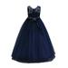 Girls Lace Dress Long A Line Tulle Wedding Pageant Party Prom Dresses Ball Gown