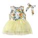 Girls Fashion Dresses Bohemian Floral Prints Ball Gown Tulle Sleeveless Beach Hairband Princess Dresses For Girls