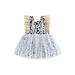 Toddler Baby Girl Summer Sleeveless Cow Print Dress Fairy Tulle Lace Dress Mesh Tutu Princess Dress