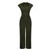 Women s Jumpsuits Rompers & Overalls Casual High Waist Bodysuit Knotted Cutout Short Sleeve Overall Jumpsuit for Women