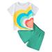 B91xZ Toddler Girl Outfits Toddler Girls Summer Short Sleeve Prints Tops Pants 2PCS Outfits Clothes Set For Girls Outfits Green Sizes 3-4 Years